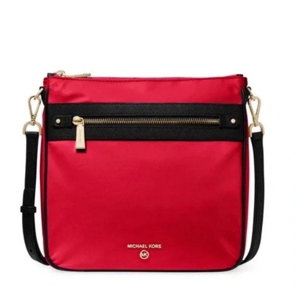 Michael Kors Nylon Leather-Trimmed Crossbody Bag, Red - Picture 1 of 13
